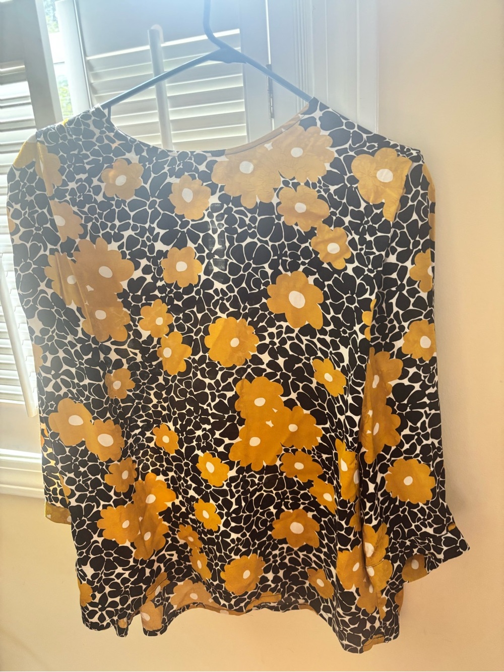 ba&sh Black Blouse with Yellow Floral Print